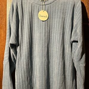 Chenault Blue Ribbed Sweater